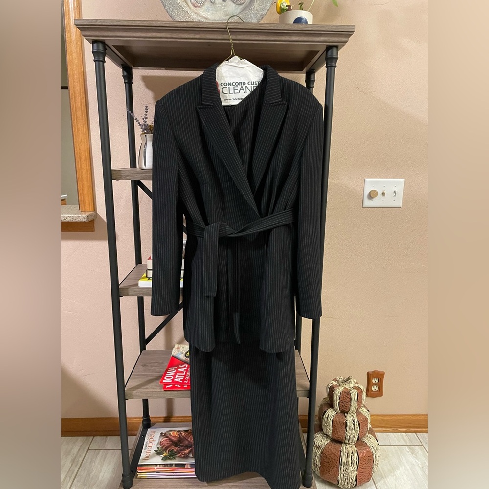 Teri Jon Black Wool Blend Blazer and Dress Set